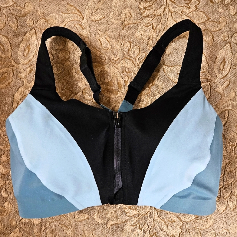Victoria Secret Knockout On Point Sweat Sports Bra Sz.34DD Teal/Black
